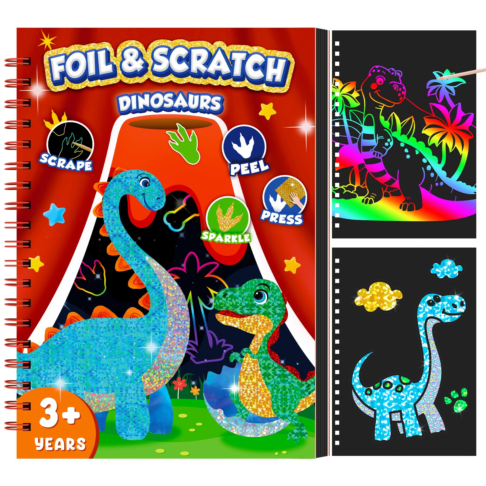 Dinosaur And Craft - ديناصور خدش الفن كتاب للأطفال احباط