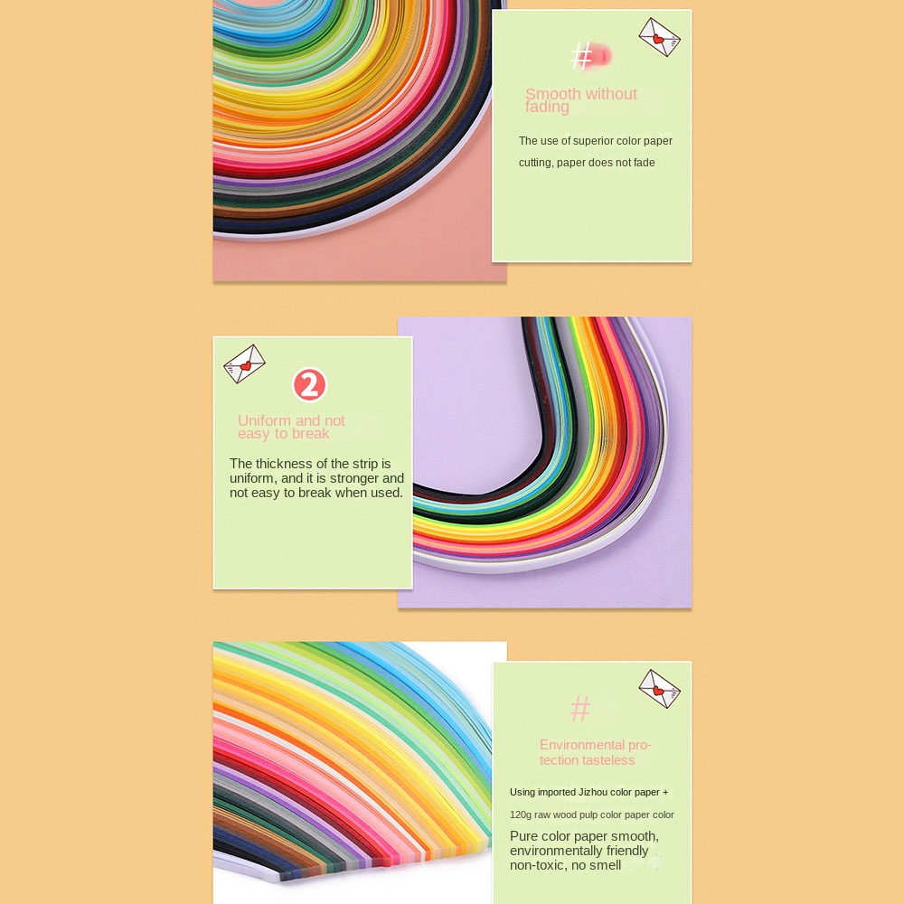 Quilling Paper Strips - 180Ocs الإبداعية 3/5/7/10 مللي متر اللف