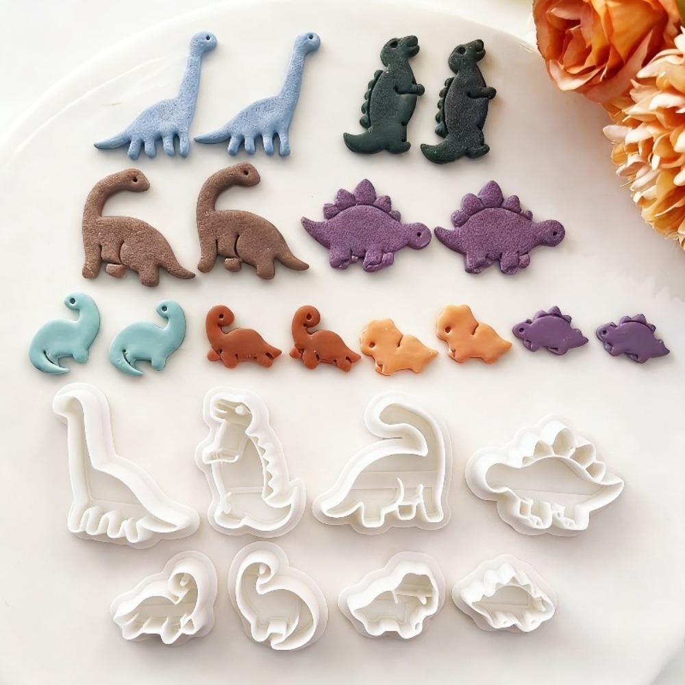 Dinosaur And Craft - مجموعة من 8 قطع قوالب طين