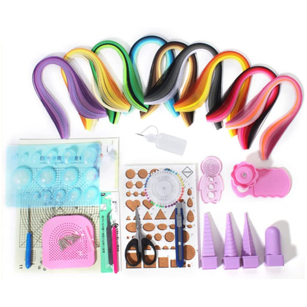 Quilling Paper Strips - ورقة اللف مجموعة 18 أنواع أدوات